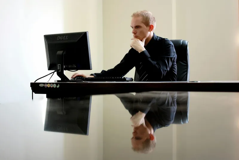 An entrepreneur working at his desk